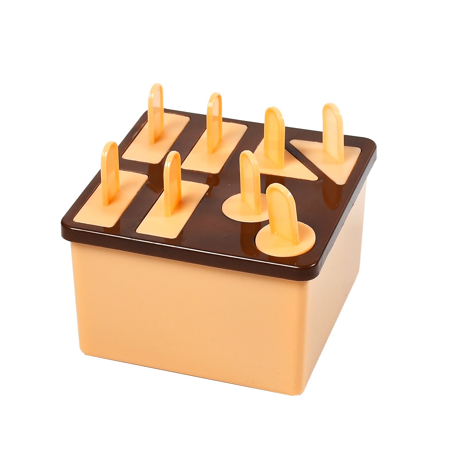 6316B  Plastic Kulfi Mould, Kulfi Moulds 8 pcs Tray Ice Cream Mould Reusable Frozen Kulfi Maker Popsicle Sticks Lolly Ice Popsicle Candy Mould for Children pink Color Brown Box DeoDap