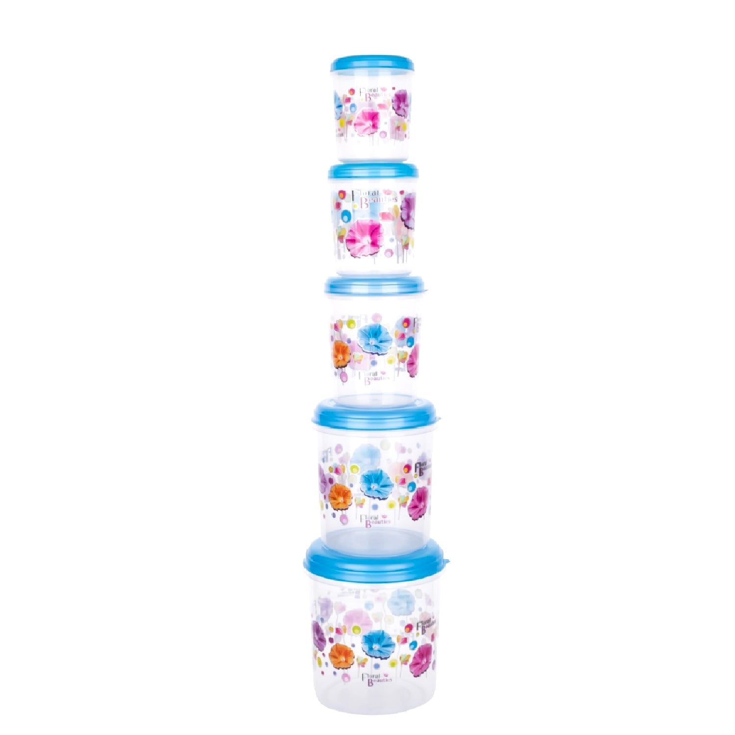 2446 Plastic Transparent Container Air Tight Dabba Set (3000ml, 2000ml, 1000ml, 750ml, 500ml) DeoDap