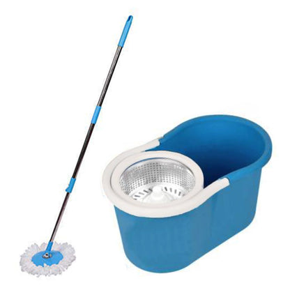 1530 Heavy Duty Microfiber Spin Mop with Plastic Bucket & Rotating Steel Pole Head DeoDap