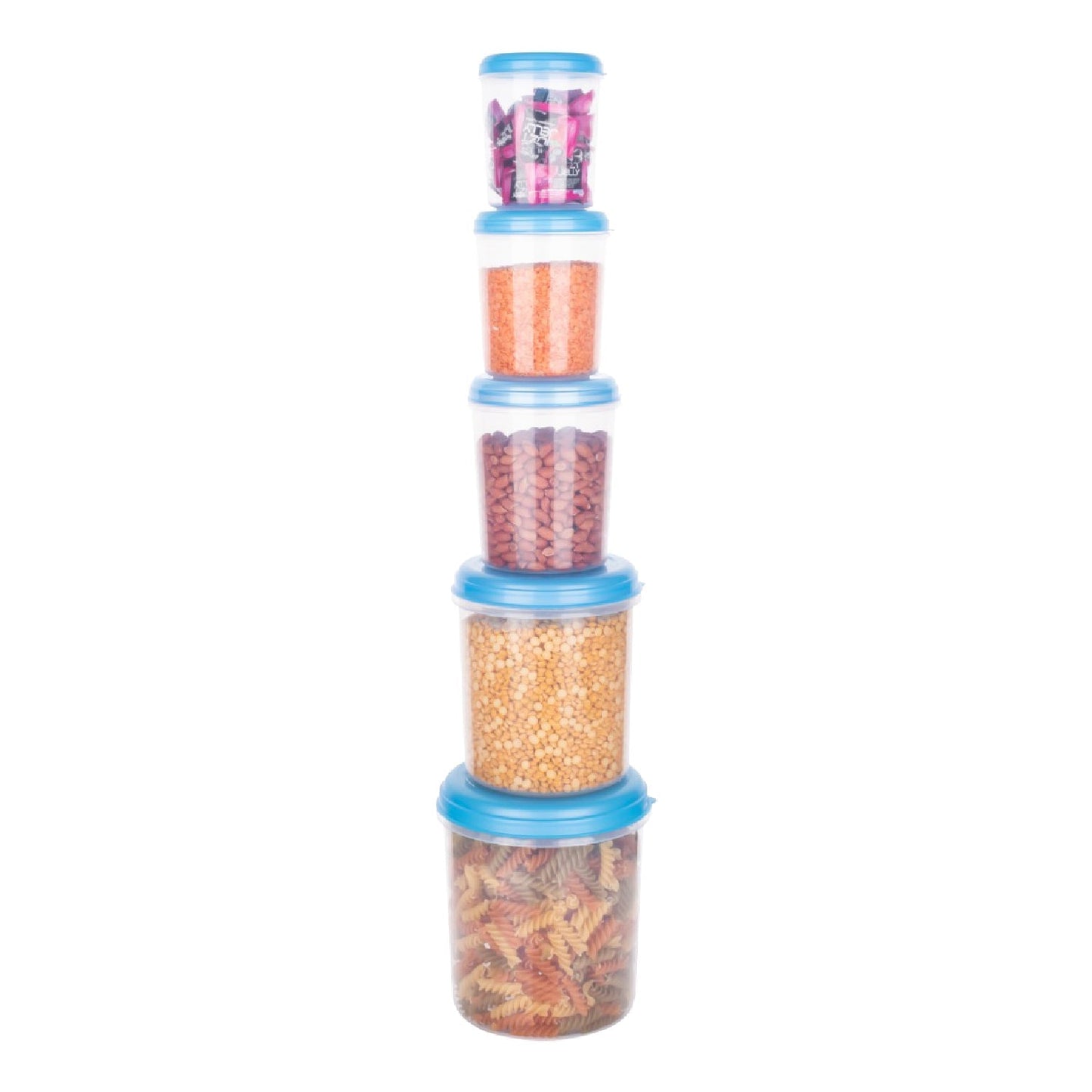 2446 Plastic Transparent Container Air Tight Dabba Set (3000ml, 2000ml, 1000ml, 750ml, 500ml) DeoDap