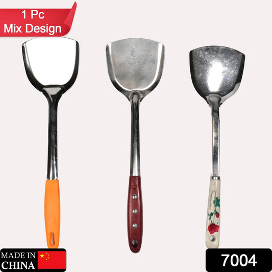 7004 Stainless Steel Pot Shovel Kitchenware Colander Spatula Porridge Spoon Stainless Steel Spoon Household Kitchen Spatula (1Pc ) 