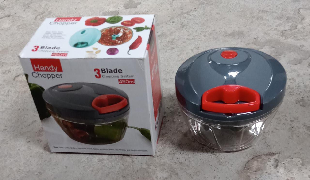 0080A Plastic Mini Handy and Compact Chopper With 3 Blades for Chopping Vegetables and Fruits for Your Kitchen