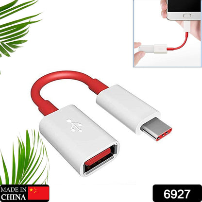 6927 USB Type C OTG Cable Male-Female Adapter Compatible with All C Type Supported Mobile Smartphone and Other Devices.