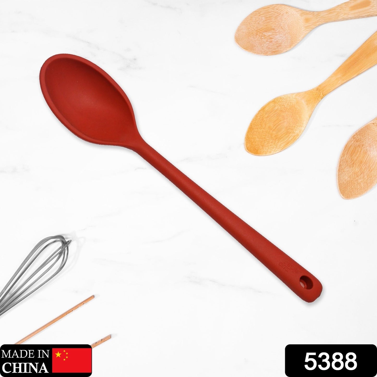 5388 Large Silicone Kitchen Spoon  Long Handle Cooking Spoon for Cooking Baking Ladle Kitchen Utensils Food Grade Silicone 