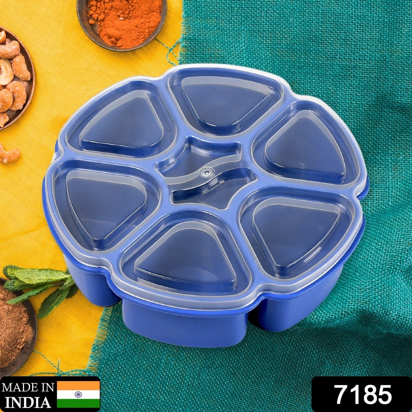 7185 Unique Design Multipurpose Masala / Spice Box Container Spice Box For Kitchen , Masala Container , ( Plastic 7 Section ) DeoDap