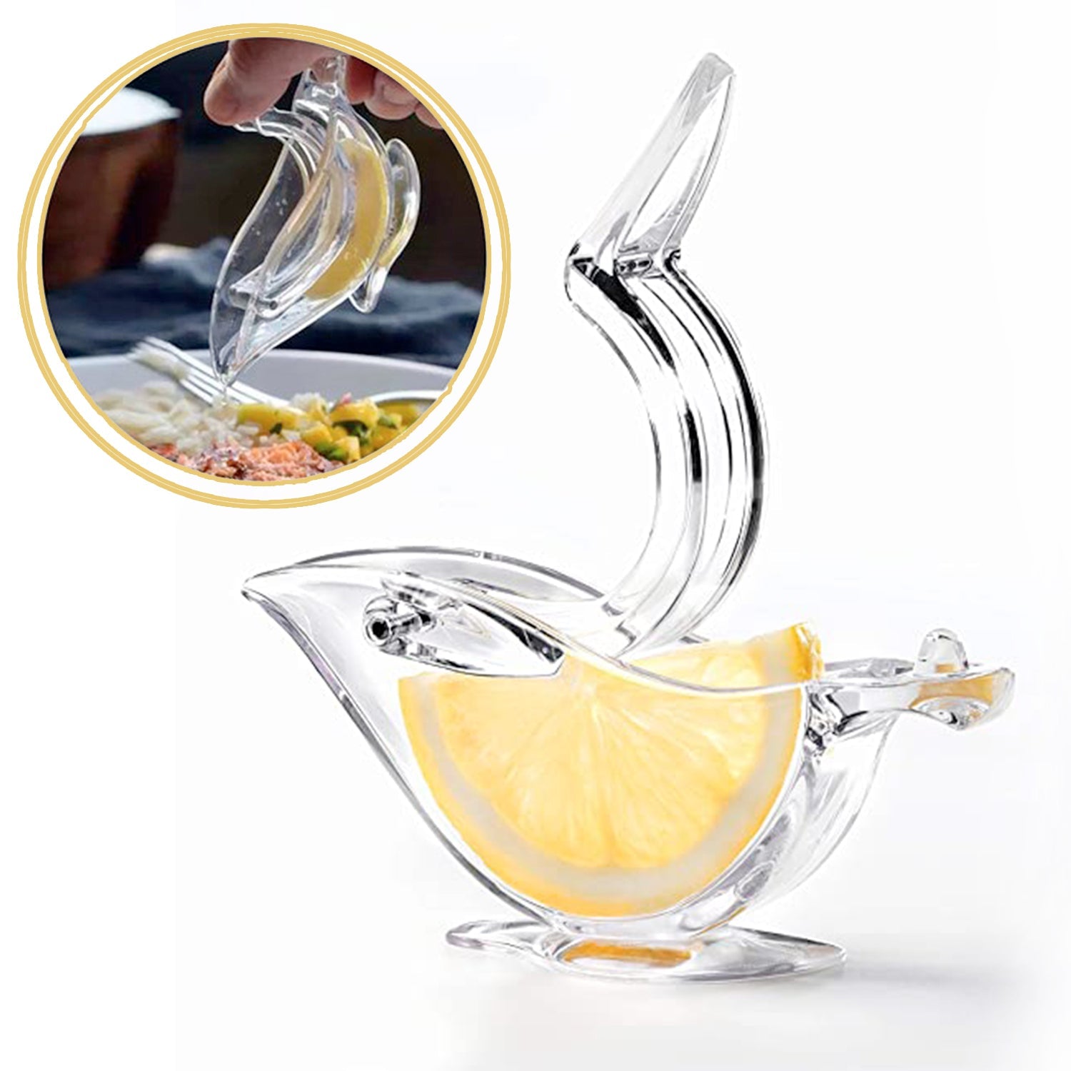 5344  Manual Lemon Slice Squeezer, Portable Transparent Fruit Juicer, Orange Citrus Manual Bird Shape Hand Juicer for Orange Lemon Lime,for Kitchen (Brown Box) DeoDap